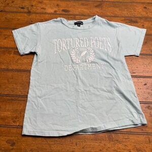 Originality Tortured Poets Department Graphic T Shirt Light Blue Cotton Size M